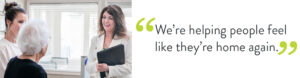 pull quote with photo of community sales manager, Sarah Murphy at Holiday Illahee Hills: "We're helping people feel like they're home again"